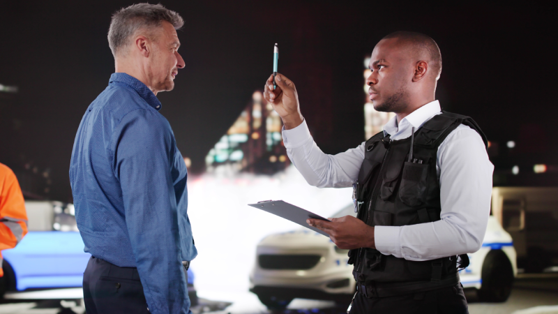 Driver Undergoes Dui Road Test, Sobriety Check Exam After Accident.